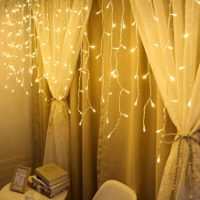 Lili Dekorációs LED fényfüggöny, 200 LED, fehér vezeték, meleg fehér - 6 méter karácsonyfa izzósor