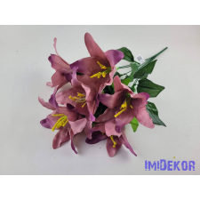  Liliom 7 fejes selyemvirág csokor 49cm - Mályva dekorációs kellék