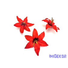  Liliom selyemvirág fej 13cm - Piros dekoráció