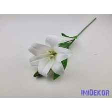 Liliom szálas gumis művirág 47cm - Fehér dekorációs kellék