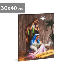 LIM-264 Family Karácsonyi LED-es hangulatkép - fali akasztóval, 2 x AA, 30 x 40 cm karácsonyfa izzósor
