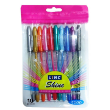 Linc Shine Glitter 10db-os vegyes színű zseléstoll toll