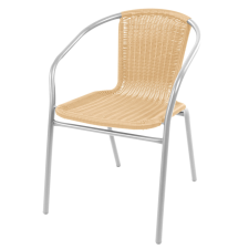 Linder Exclusiv Fém kerti szék rattan szövésű szék Linder Exclusiv MC4608 - ezüst /bézs kerti bútor