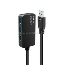 LINDY 10m USB 3.0 Active Extension Hub Pro 4 Port Black (LINDY_43159) kábel és adapter
