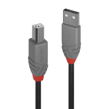 LINDY Anthra Line USB 2.0-A apa - USB-B apa Összekötőkábel 0.5m - Fekete kábel és adapter