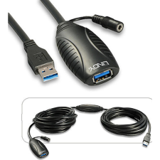 LINDY USB 3.0 Hosszabbító Fekete 10m 43156 kábel és adapter