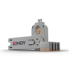 LINDY USB Portblokkoló (kulccsal) Narancs - 4db kábel és adapter