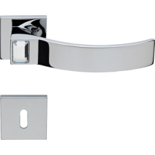 Linea Cali Elios Crystal fényes króm lapos négyzetrozettás kilincsgarnitúra 1340 RB 024 CR zár és alkatrészei