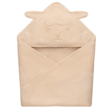 LIONELO Muslin pamut kapucnis törölköző - Beige Sand babatörülköző, kifogó
