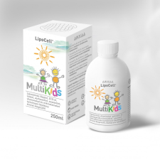 LipoCell MultiKids folyékony étrend-kiegészítő őszibarack ízben (250 ml) vitamin és táplálékkiegészítő