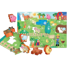 Lisciani 12db-os Berakó-Kirakó puzzle - A tanyán (műanyag figurákkal) puzzle, kirakós