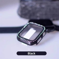 Lito iWatch 4/5/6/SE 44mm Lito S+ Köves Üveg Előlap - Fekete mobiltelefon kellék