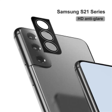 Lito Samsung S21/S21 Plus Lito S+ 3D Fém Kamera Védő Üvegfólia - Fekete mobiltelefon kellék