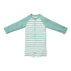  Little Dutch hosszú ujjú úszóoverál Stripes Surf Blue - 74/80