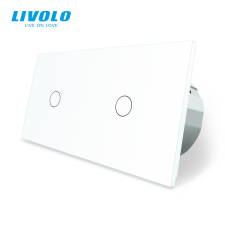 LIVOLO C72106RW LIVOLO dupla 106-os távirányítós alternatív érintőkapcsoló, 250V 5A, fehér kristályüveg villanyszerelés