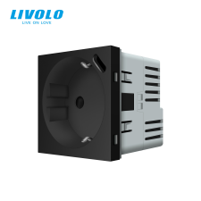 LIVOLO C724B LIVOLO fekete dugalj-konnektor 250V 16A 2P+F + USB type-C QC-PD 18W fali töltőaljzat villanyszerelés