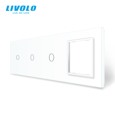 LIVOLO C73C1SRW LIVOLO négyes sorolókeret 3x egyes kapcsolóhoz + dugaljhoz, fehér kristályüveg villanyszerelés