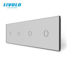 LIVOLO C74C1S LIVOLO négyes sorolókeret 4x egyes kapcsolóhoz, ezüst kristályüveg villanyszerelés