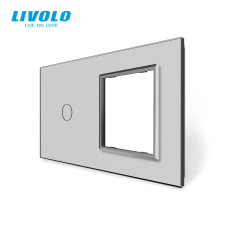 LIVOLO C7C1SRS LIVOLO kettes sorolókeret egyes kapcsolóhoz+dugaljhoz, ezüst kristályüveg villanyszerelés