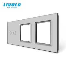 LIVOLO C7C22SRS LIVOLO hármas sorolókeret kettes kapcsolóhoz+2x dugaljhoz, ezüst kristályüveg villanyszerelés