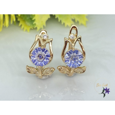  Lizandra antiallergén virág alakú köves fülbevaló 18K - búzakék fülbevaló