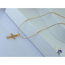  Lize-40 antiallergén kiskereszt medálos gyermek nyaklánc cirkónia kővel-18K nyaklánc