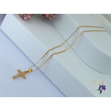  Lize-45 antiallergén kiskereszt medálos nyaklánc cirkónia kővel-18K nyaklánc