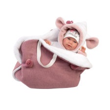 Llorens : Mimi Llorana 42cm-es síró újszülött baba hordozóval baba