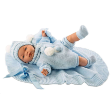 Llorens Újszülött fiú baba kék takaróval 38cm (38937) baba
