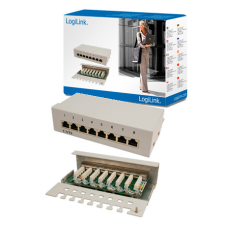 LogiLink Cat.6 Patch Panel 8 portos árnyékolt, asztali, világosszürke egyéb hálózati eszköz