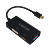 LogiLink DisplayPort adapter, mDP/M HDMI+DVI+VGA, 4K/30 Hz, 0,15 m