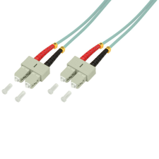 LogiLink Fiber duplex patch kábel, OM3, 50/125 , SC-SC, aqua, 0,5 m kábel és adapter