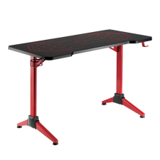 Logilink Gaming Desk, 120x60 cm, üvegfelület RGB világítással, piros asztalkeret íróasztal