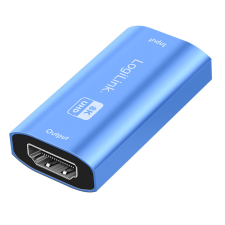 LogiLink HDMI repeater, 20m, 8K/60Hz, HDCP 2.3, Alu, kék kábel és adapter