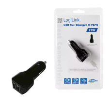 LogiLink PA0102 Autós töltő 4.2A (2x USB) Fekete mobiltelefon kellék