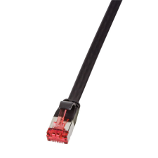 LogiLink Patch kábel SlimLine, lapos, Cat.6A, U/FTP, fekete, 0,25 m kábel és adapter