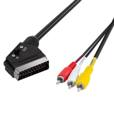 LogiLink Scart apa - 3x RCA apa Audio/Video kábel fekete 2m (CA1029) (CA1029) kábel és adapter