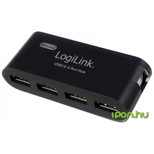 LogiLink USB 2.0 Hub 4-Port with Power Supply Fekete hub és switch