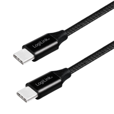LogiLink USB 2.0 Type-C kábel, C/M-C/M, fém, szövet, 1 m kábel és adapter