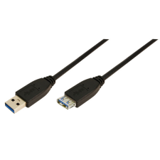 LogiLink USB 3.0 Hosszabbító kábel A típus&gt;A típus, fekete 1m kábel és adapter