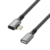 LogiLink USB 3.2 Gen2 Type-C kábel, C/M 90 - USB-C/F, PD, alu, fekete/szürke, 1 m
