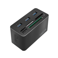LogiLink USB 3.2 Gen 1 dokkoló állomás, 8 portos, mini, fekete asztali számítógép kellék