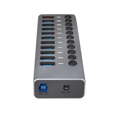 LogiLink USB 3.2 Gen 1 HUB 10+1 port alumínium szürke (UA0388) (UA0388) - USB Elosztó hub és switch