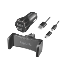 LogiLink USB Kfz Ladegerät + Smartphone Halterung im Set (PA0203) mobiltelefon kellék