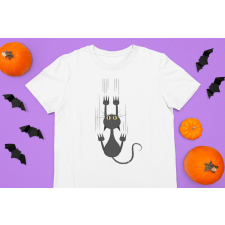  Lógó cicás fehér póló egyedi ajándék