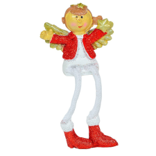  Lógólábú angyal glitteres poly 6cm dekorációs kellék