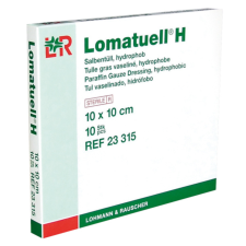 LOMATUELL H vazelinnel impregnált géz 10 cm x 10 cm gyógyászati segédeszköz