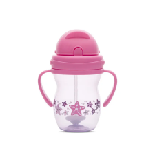 Lorelli Baby Care szívószálas itató fogantyúval 275ml - Pink/Purple babaétkészlet