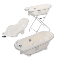Lorelli kád leeresztő dugóval, babatartóval 88 cm + kádállvány - White babafürdőkád