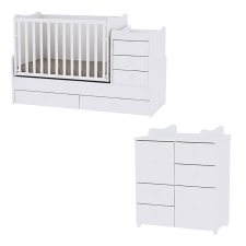  Lorelli Maxi Plus kombi ágy 70x160 + Cupboard pelenkázó komód - White babaszoba szett